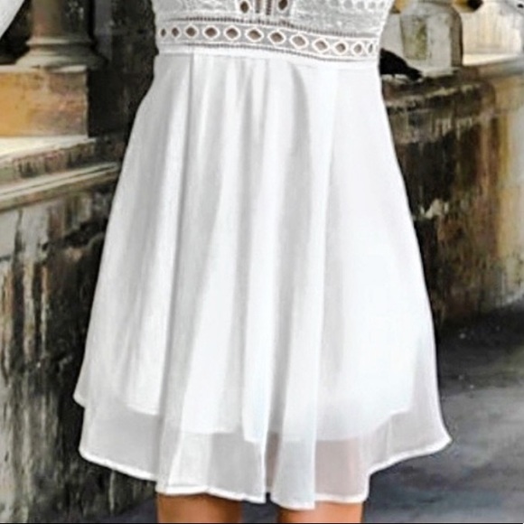 Chiffon Eyelet White Sheer Layered Custom Dress Vintage Wedding Flowy NWT - Picture 3 of 4